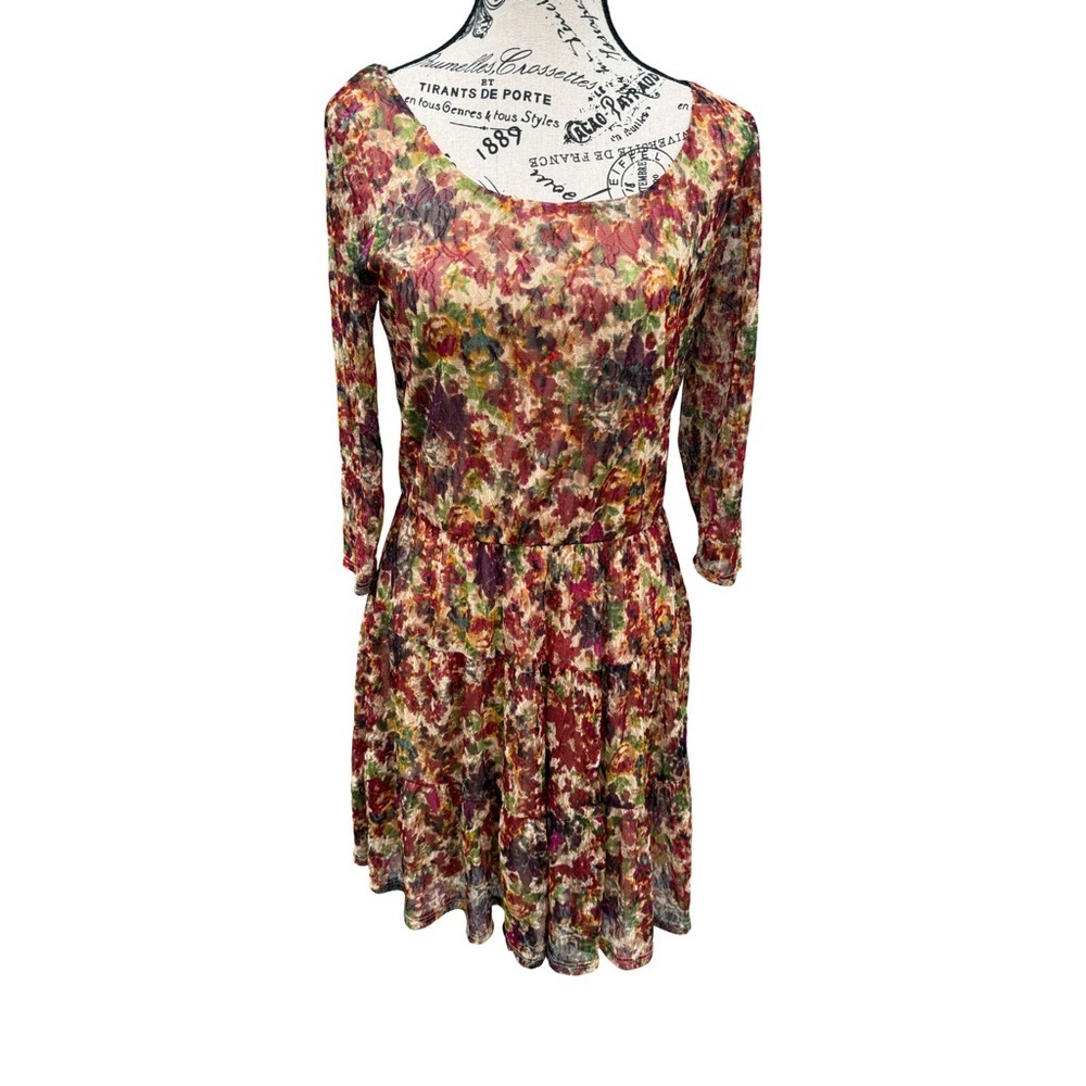 American Rag Cottagecore Scoop Neck Keyhole Back Floral Tiers Dress Size L